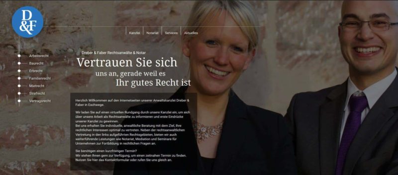 Webseitenentwicklung Dreber und Faber Rechtsanwälte