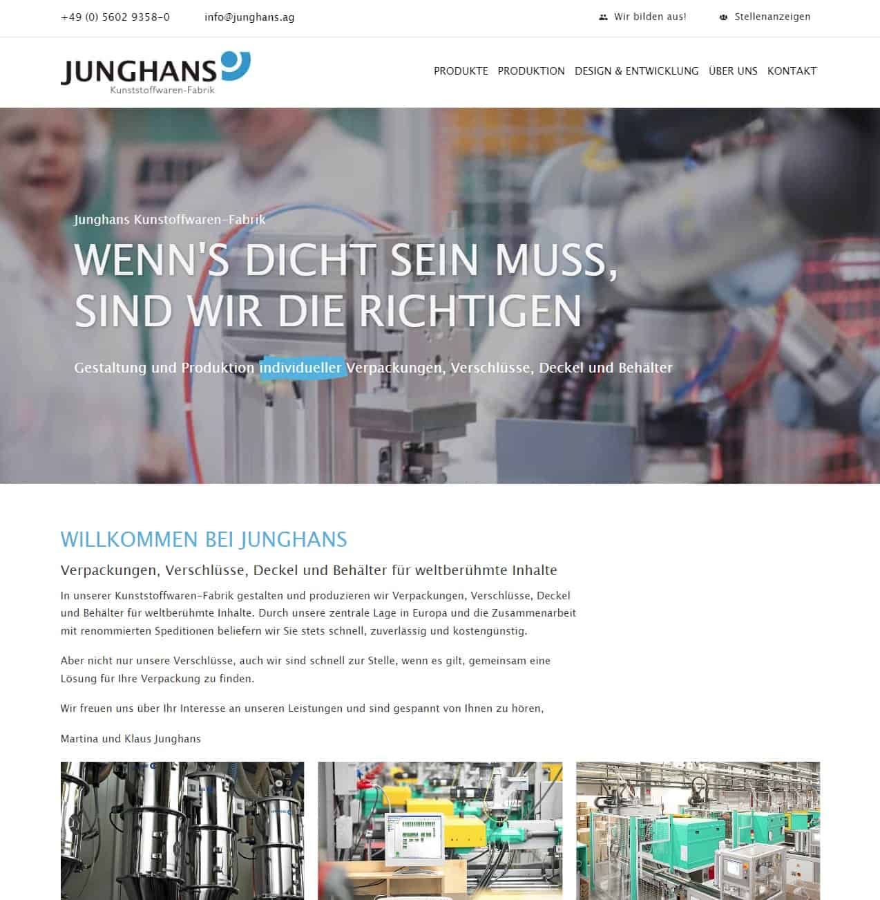 Referenz Thomas Ulbricht Webdesign: Junghans Kunsstoffwarenfabrik