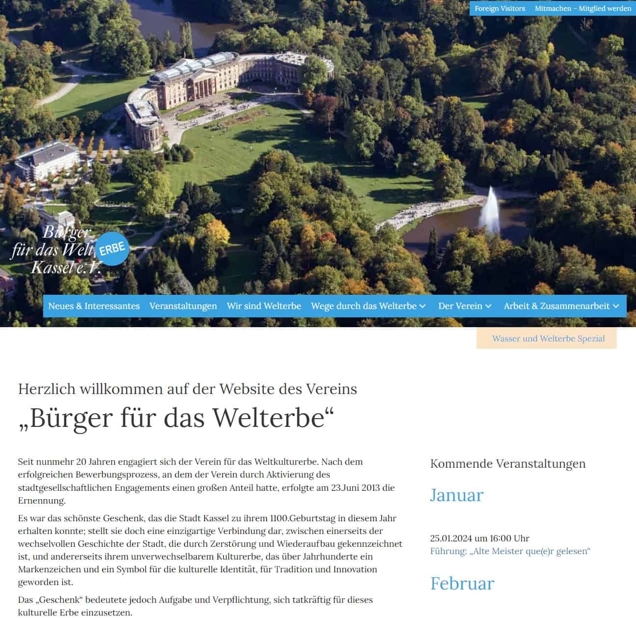 Referenz Thomas Ulbricht Webdesign: Welterbe Kassel e.V. 