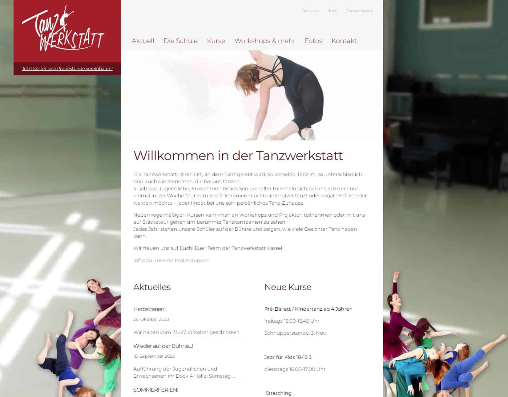 Referenz Thomas Ulbricht Webdesign: Tanzwerkstatt Kassel