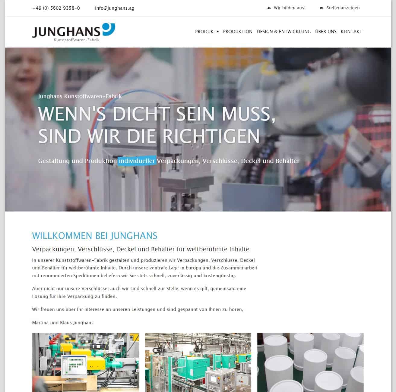 Referenz Thomas Ulbricht Webdesign: Junghans Kunststoffwarenfabrik